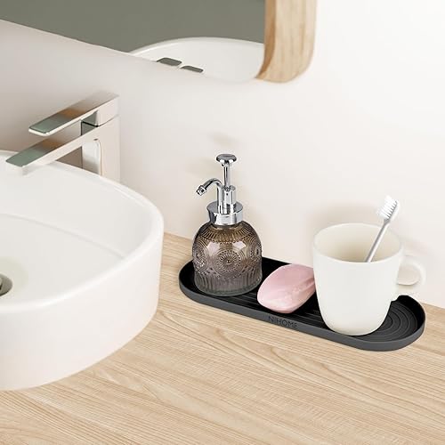 Miniatura 6 de NiHome Bandeja organizadora de silicona multifuncional para fregadero de cocina y baño, diseño resistente, resistente al calor, antideslizante para