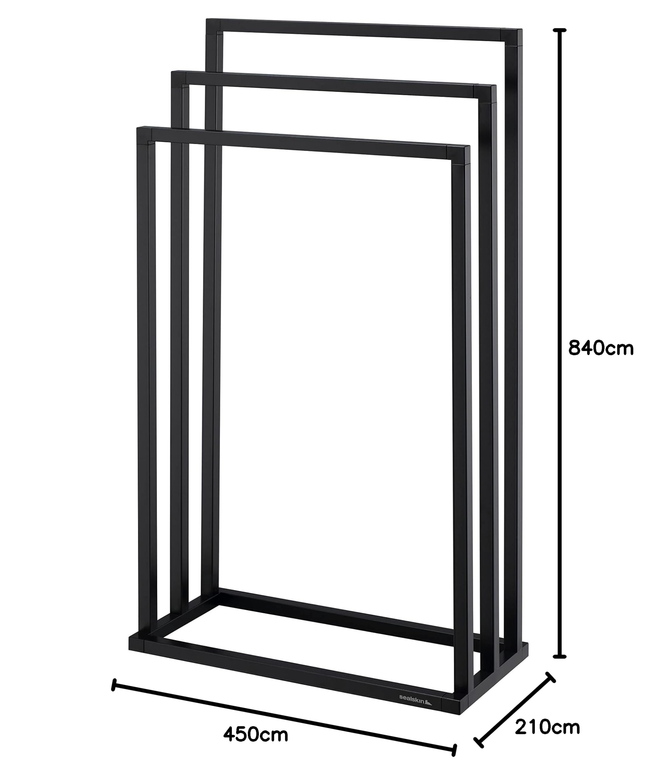Sealskin Tube, Porte-Serviette autoportante, Noir, 210x450x840mm