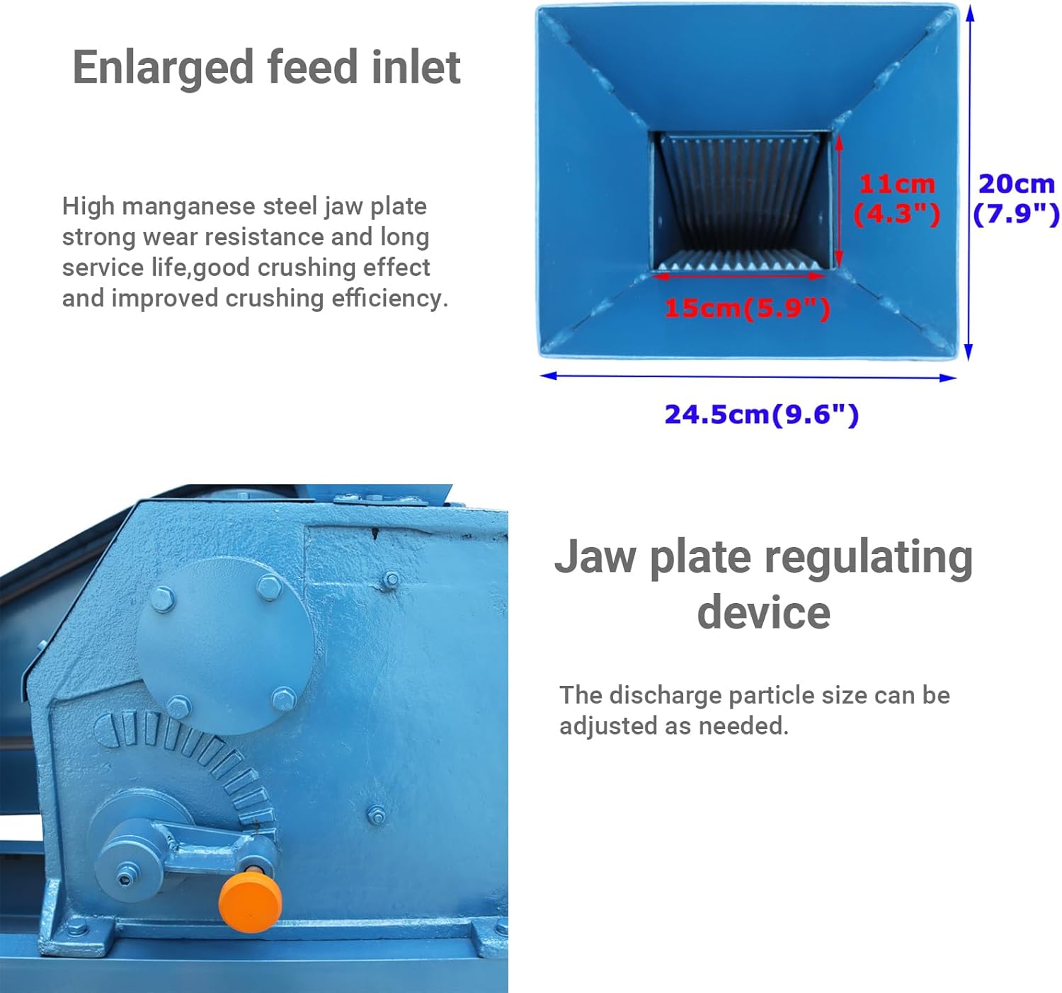 Jaw Crusher Rock Stone Ore Crush Machine Jaw Crushing Machine 500-3000KG/H with Drawer Type Outlet 680RPM 4KW 220V