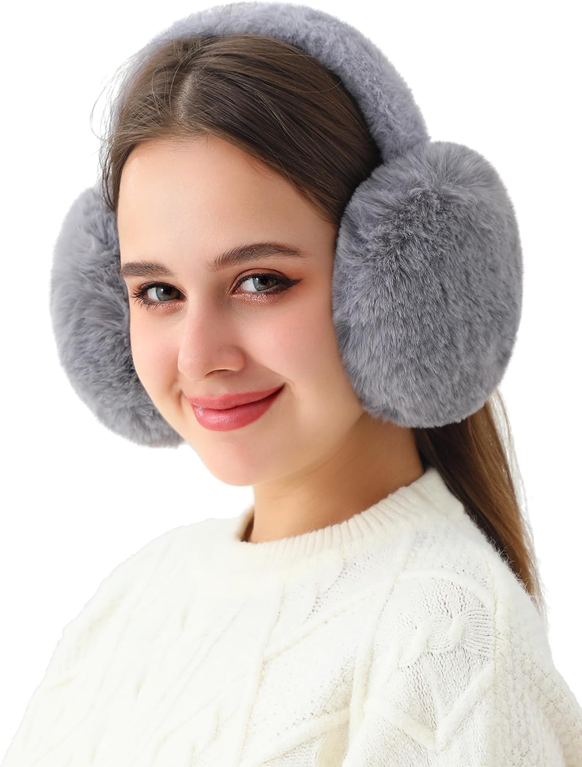 LA CARRIE Unisex Winter Foldable Earmuffs Plush Faux Fur Ear Muffs Outdoor Cold Weather Ear Warmers for Women and Men