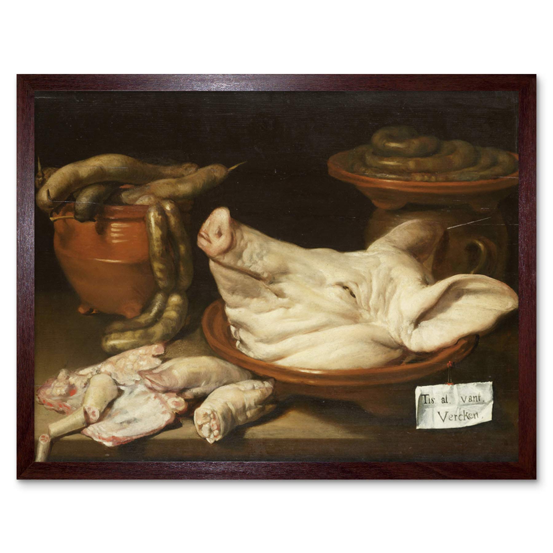 Artery8 Monogrammist Jvr Still Life With Pig'S Head Art Print Framed Poster Wall Decor 12x16 inch