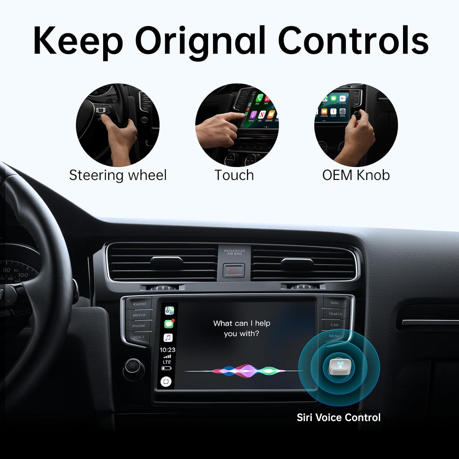 Wireless CarPlay Adapter for iPhone - Stable Connection Plug & Play Convert Wired to Wireless for iOS 10+ and Cars from 2016 USB A/USB C