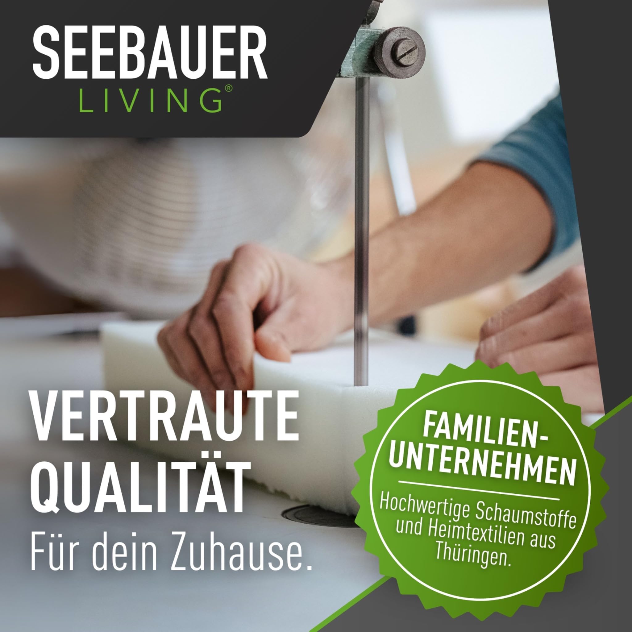 SEEBAUER Living Schaumstoff MEDIUM RG 35/40 (Mittelfest) 50 x 50 x 5 cm Schaumstoffplatte für Polster und Sitzkissen, Polsterschaumstoff als Zuschnitt für Sitzpolster