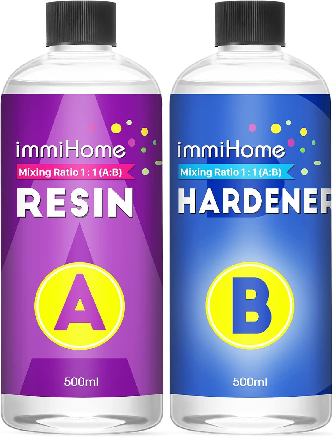 immiHome Epoxy Resin Crystal Clear Kit, 1L Professional HighGloss