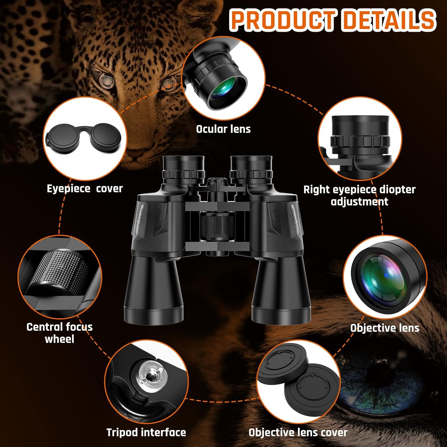 20x50 High Power Binoculars for Adults with Low Light Night Vision,Military Compact HD Professional/Daily Waterproof Binoculars for Bird Watching Hunting/Traveling/Outdoor