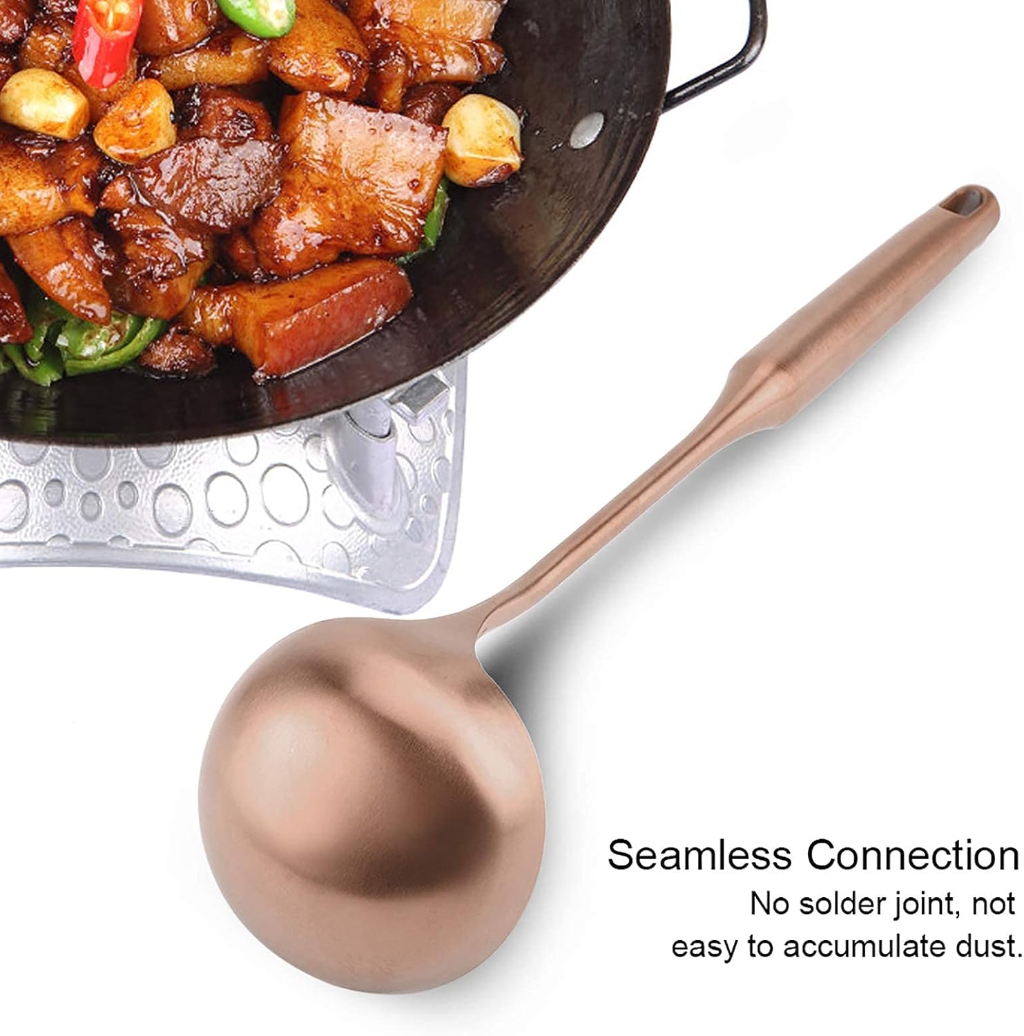 Stainless Steel Kitchen Ladle, Rose Gold Soup Spoon Turner, Heat- Handle, Large Cooking Utensil