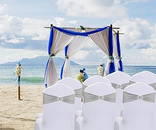 Vista 29 de Bandas negras para silla, 50 unidades, bandas elásticas de elastano con hebillas deslizantes, lazos elásticos universales para sillas para boda