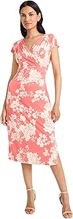 Floral Midi Dress with V-Neck and Cap Sleeves-Elegant Summer Casual Wear for Women - Buy now