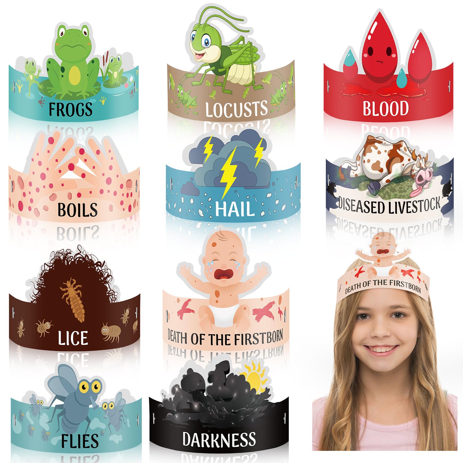 Skyygemm 30 Pcs Passover Plague Toys Crafts for Kids Pesach Games Party Favors Ten Plagues of Egypt Kit Crafts Passover Decoration Gift for Seder Family Party Holiday Supply