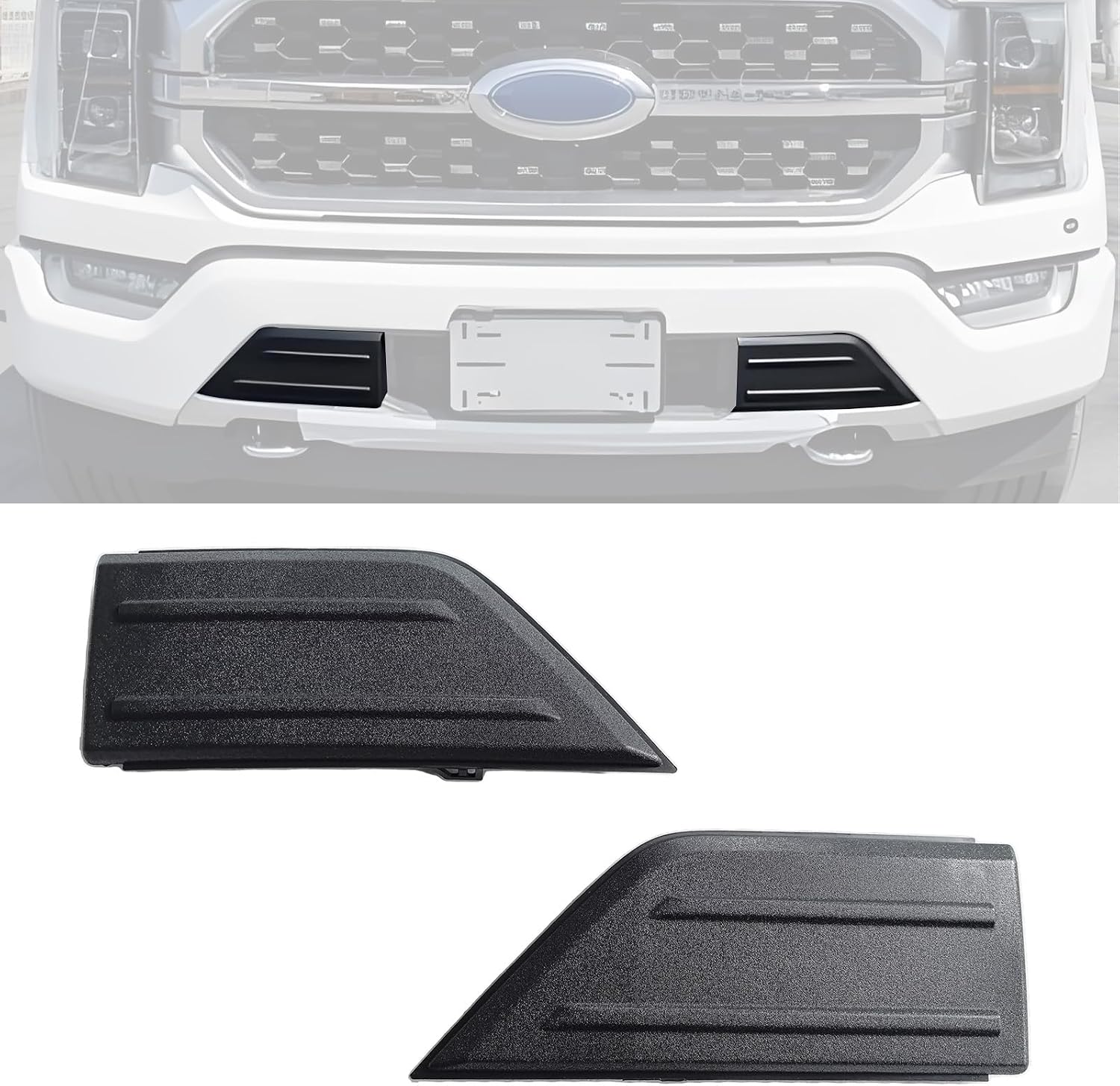 Pair Front Bumper Guard Pad Cap Inserts End Panel for 2021 2022 2023 2024 2025 Ford F150 ML3Z-17E810-AA ML3Z-17E811-AA Left Driver & Right Passenger Side