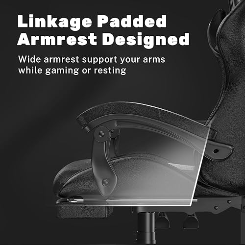Miniatura 38 de Gaming Chair with RGB LED Lights, High Back Ergonomic Computer Gamer Chair with Headrest and Lumbar Support, Racing Style Reclining Game Chair for