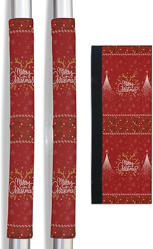 Juego de 2 fundas rojas de Navidad para manijas de puerta de refrigerador para lavavajillas, microondas, horno, nevera, estufa, electrodomésticos,