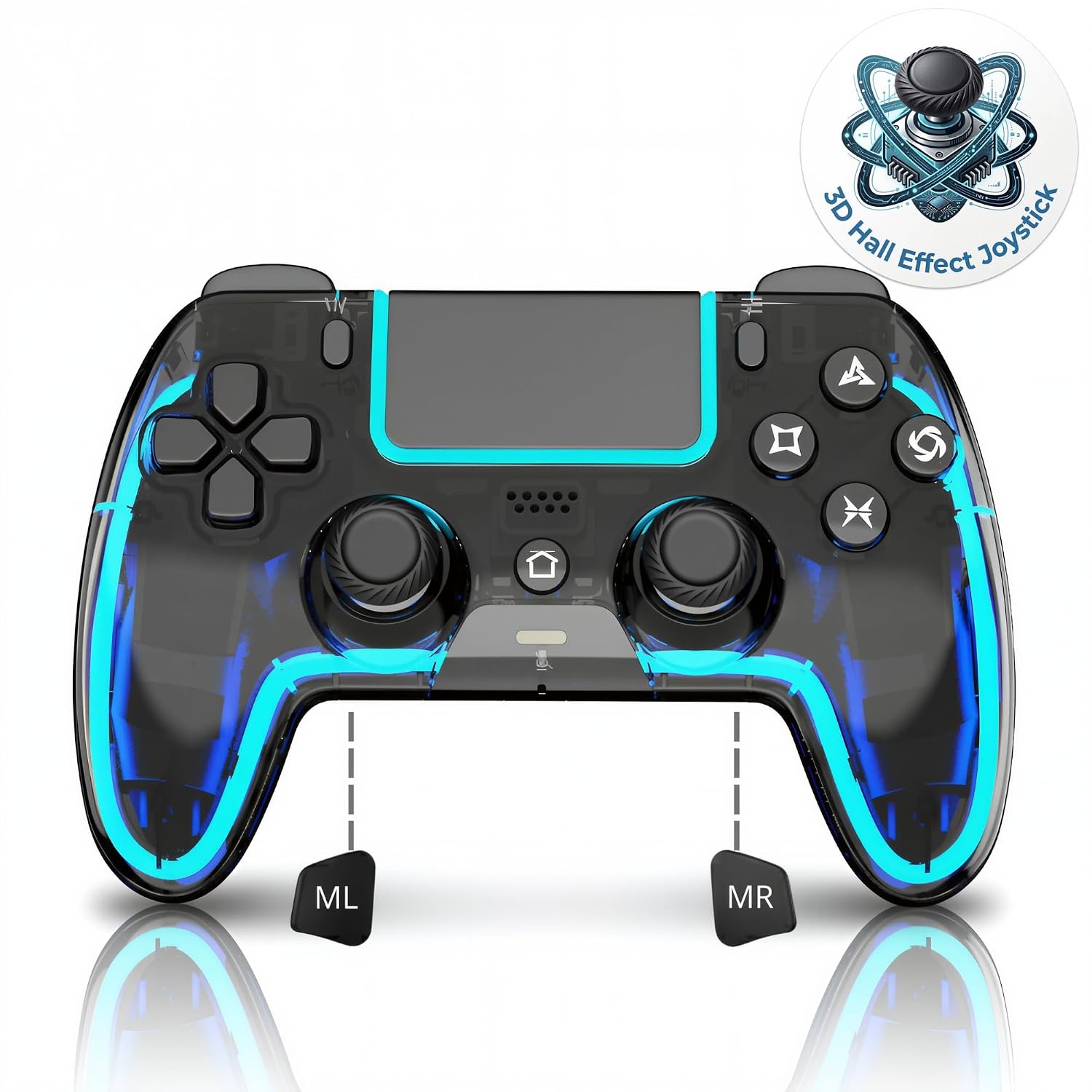 VioraTech Wireless Controller for PS5 with Hall Effect Joysticks, RGB Lighting, Turbo & Macro Functions, Linear Triggers, 6-Axis Sensor, Dual Vibration, Touchpad, Speaker & 3.5mm Audio Jack – Compatible with PS5/Pro/Slim/Mac/Steam Deck/PC