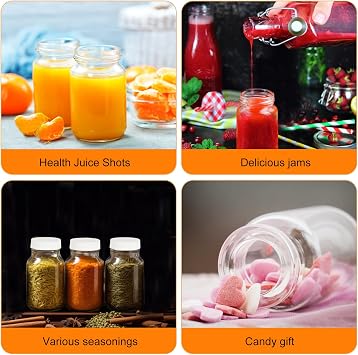 10Pcs Glass Shot Bottles with Lids 60ml, Ginger Shot Bottles | Wide Mouth, Small Glass Bottles for Juice Shots, Health Shot Bottles, with Funnel, Brush and Labels, for Smoothies and Travel