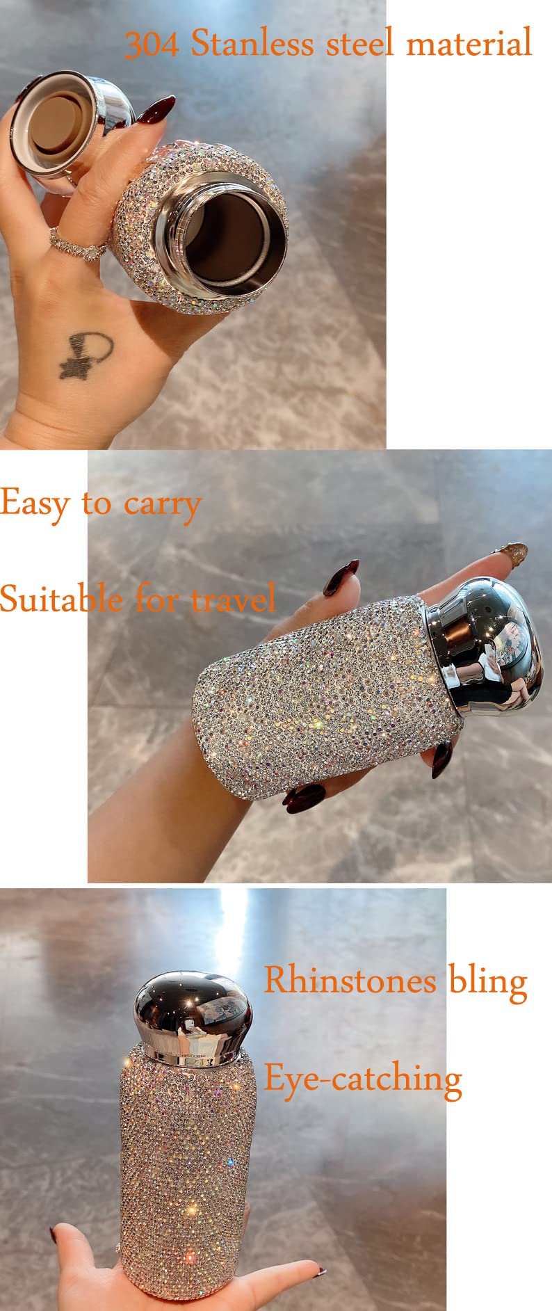 Roestvrijstalen Vacuümwaterbeker Bling Rhinestone Tumbler Geisoleerde Waterfles Met Deksel En Rietje Voor Dames Meisjes Roestvrijstalen Vacuümwaterbeker Bling Rhinestone Tumbler Geisoleerde Waterfles Met Deksel En Rietje Voor Dames Meisjes