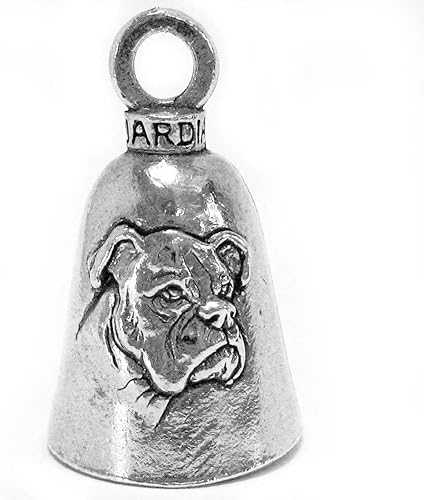 Guardian Bell Boxer Dog Good Luck Motorcycle Bell or Key Ring, Silver, 1.5 Inch