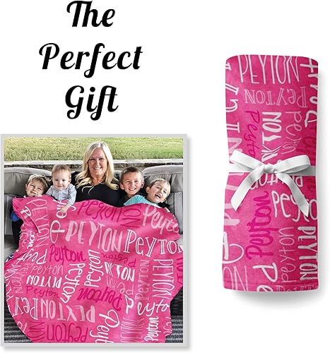 Miniatura 107 de Mantas personalizadas con nombre para niños, mantas de bebé personalizadas para niños y niñas, manta de nombre personalizada súper suave para niños