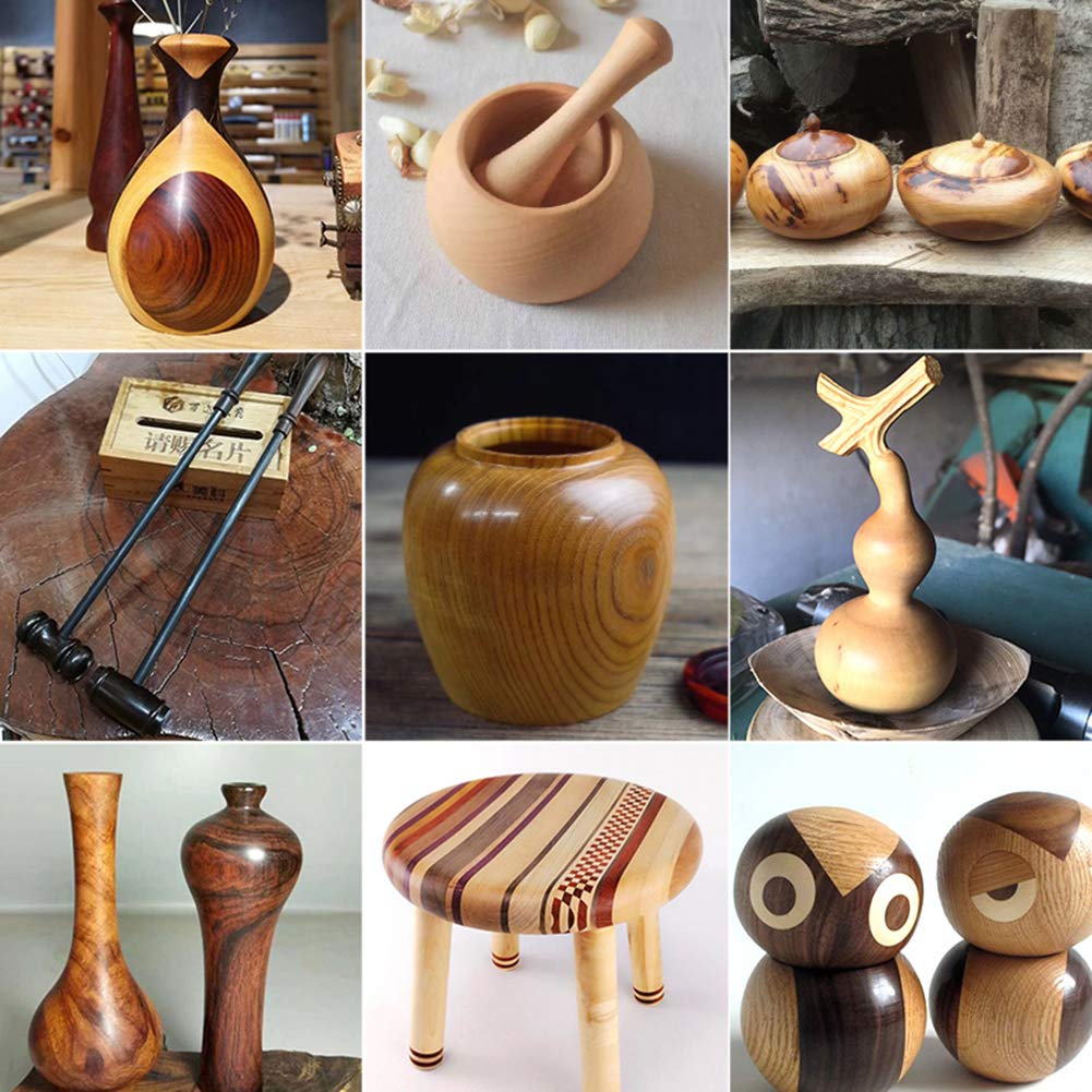 Cincel, Juego de Torno, Juego de 8 Piezas, Mango de Madera Dura, Virolas de Latón de Acero de Alta Velocidad, Caja de Madera, Cinceles para Trabajar la Madera
