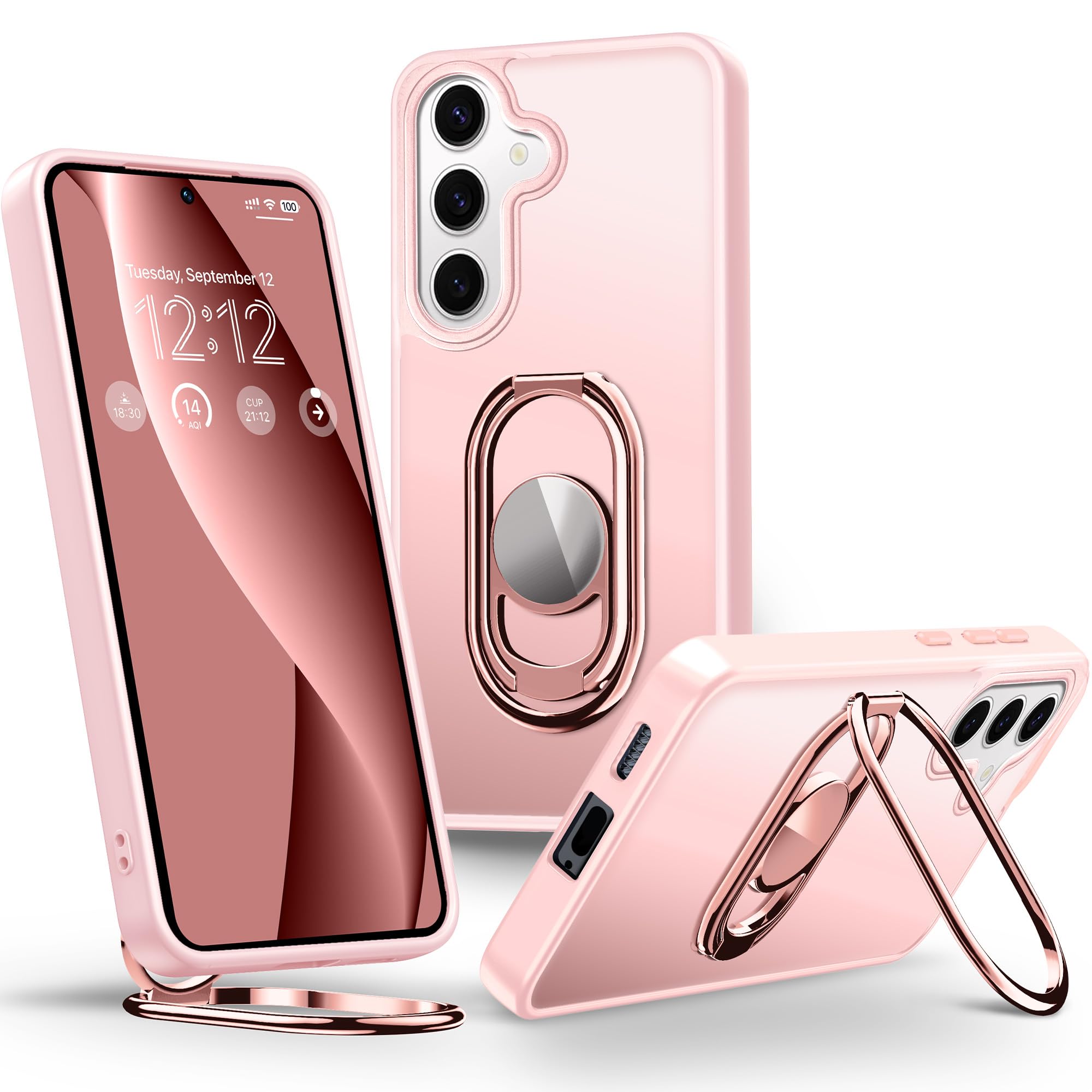 Shields Up for Samsung Galaxy S24 Plus Case with Stand, Galaxy S24 Plus Case with Double Ring Holder [Adjustable & Foldable] Protective Translucent