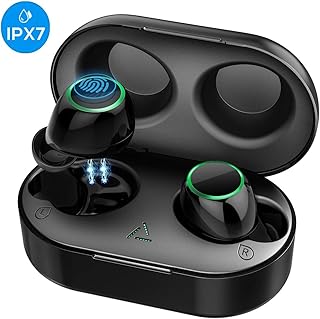 【Nuevo Versión】Auriculares Inalambricos Bluetooth 5.0, Auriculares Bluetooth Deportivos IPX7 Impermeable,Mini Twins Estéreo In-Ear con 21H Caja de Carga Portáti y Micrófono Dual para iPhone Android