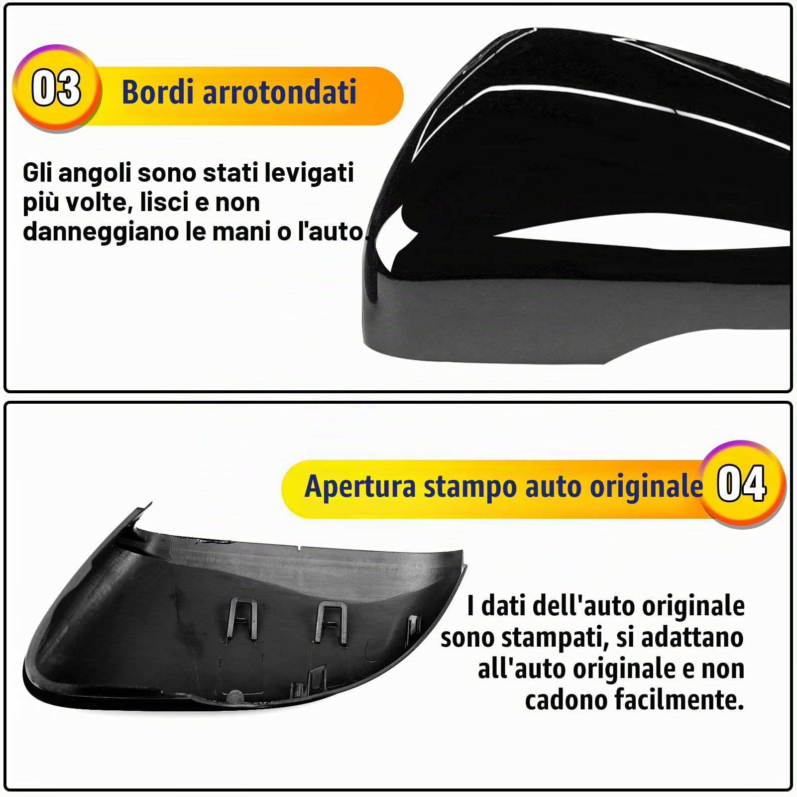 TTCR-II 2PCS Compatibile con Calotte Specchietti VW GOLF 6/GTI 6/Touran 1T3 | 2009-2014 GOLF MK6 Copri Specchietto Sinistra+Destra Coperchio Specchio Retrovisore Touran 1T3 Tappi Specchietti-Nero