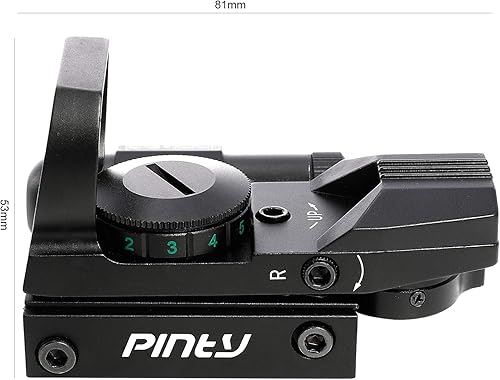 Vista 41 de PINTY Vista de punto rojo con punto rojo/verde y múltiples retículas, para riel Picatinny, pistola, rifle (combo láser opcional)