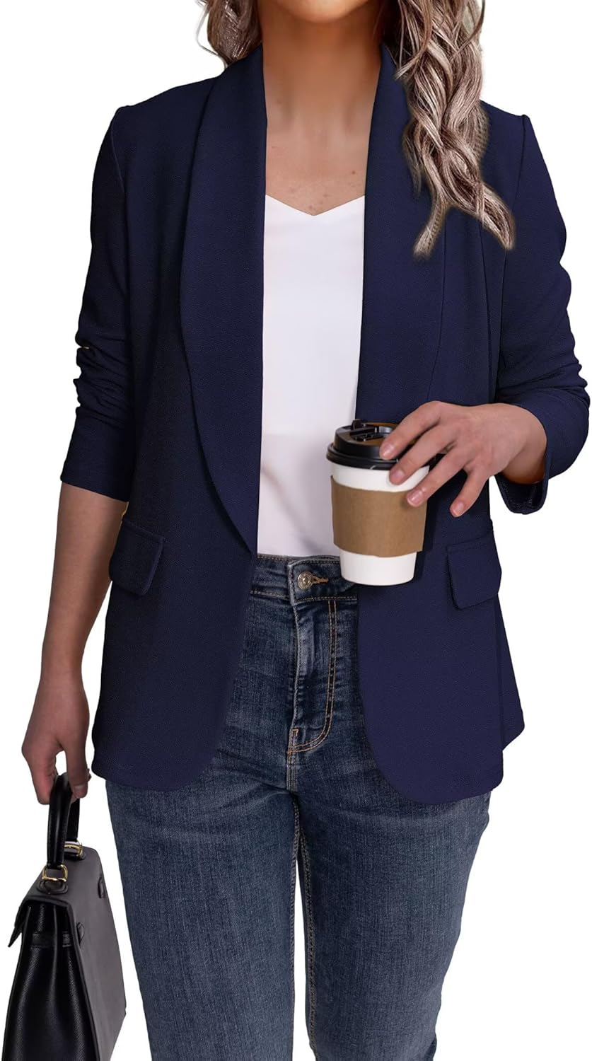 Ahlaray Women's Blazer Business Casual Lapel Collar Long Sleeve Open Front Work Office Suit Jacket Blazer, S-XL - Image 4