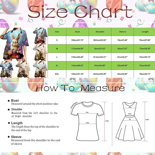 Miniatura 5 de Cute Easter Outfits for Women, Funny Bunny Print T Shirt for Women Cute Grapic Tee Shirts Blouse Easter Gifts Tops