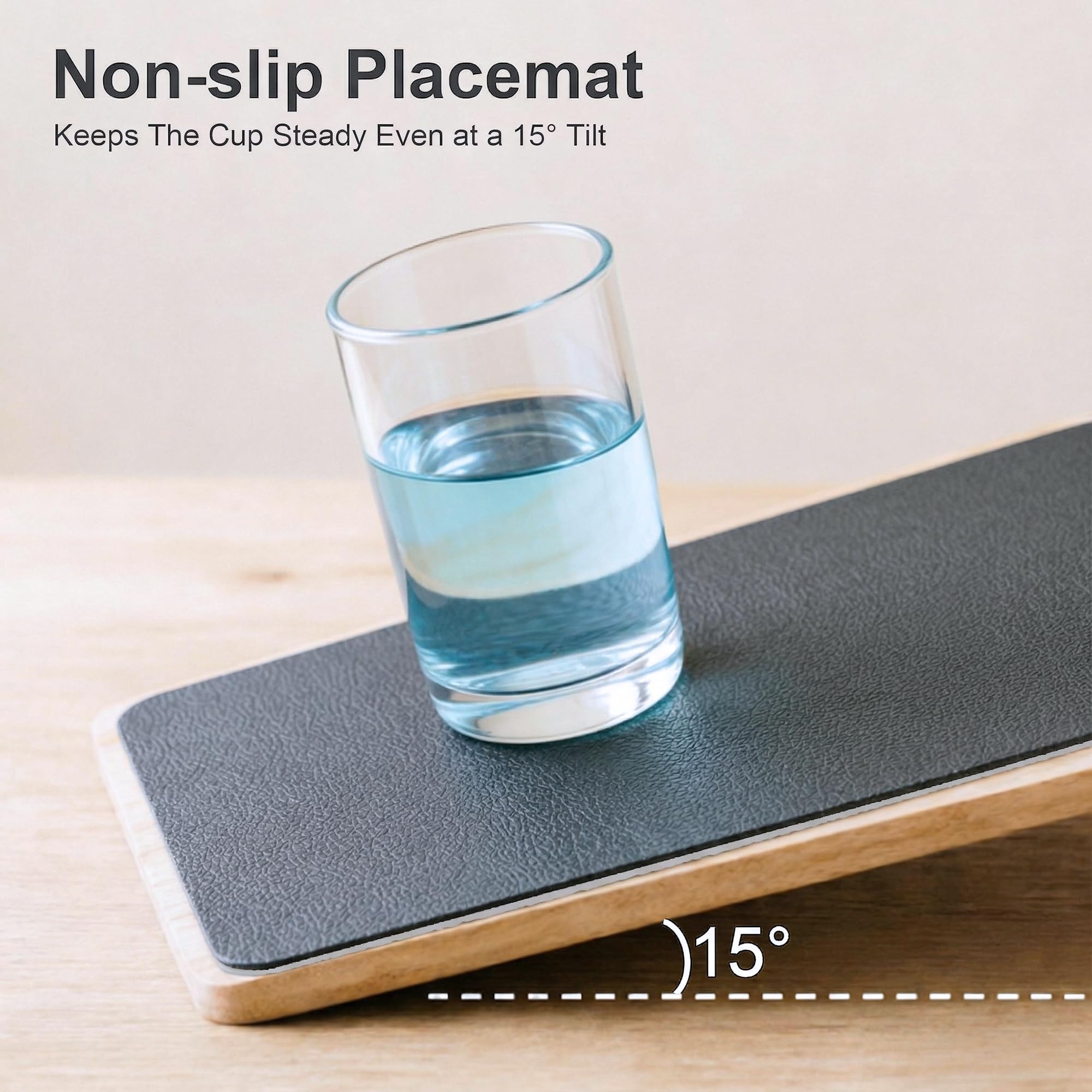 Manteles Individuales Lavables Juego de 6, Salvamanteles y Posavasos Doble Cara PVC, Antideslizantes Resistentes al Calor, Uso Hogar y Cocina (Gris Beige)