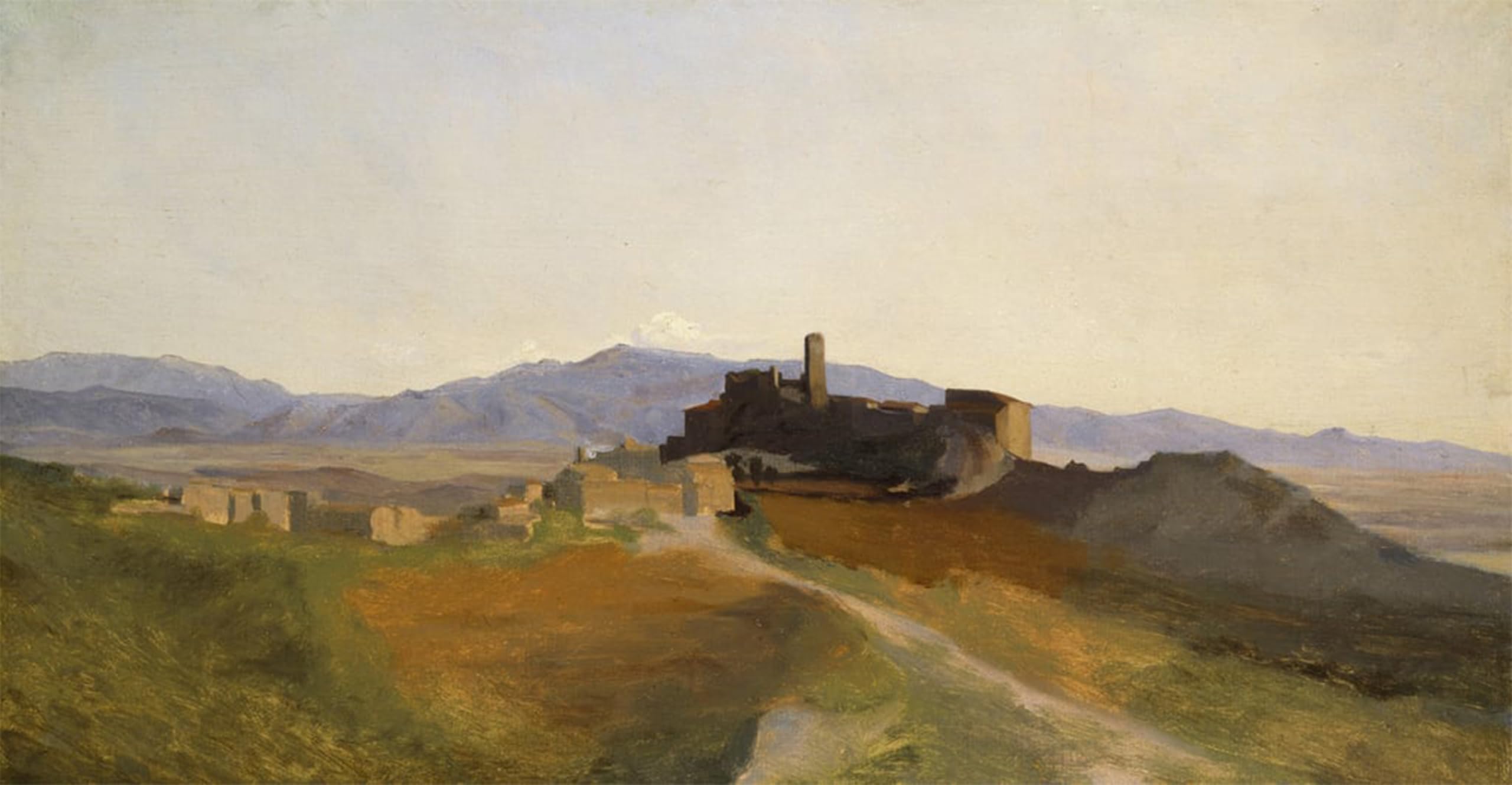 SERENDIPITP Vintage Picture Print on Canvas Wall Art Poster View of Olevano by Jean Baptiste Camille Corot Artwork Print Poster for Wall Decor 60x90cm