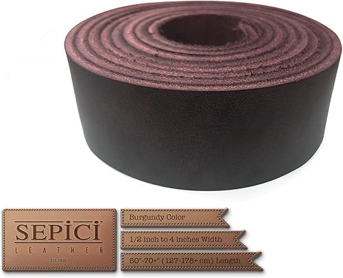 Miniatura 6 de 1012oz Burdeos Real Latigo - Correa de cuero de 34" (1,9 cm) de ancho, 50"-60" (127-153 cm) de largo