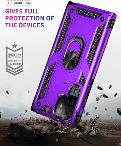 Miniatura 6 de Androgate Funda para Samsung S22 Ultra, Galaxy S22 Ultra, con protectores de pantalla HD, soporte de anillo de grado militar, prueba de caídas de 15