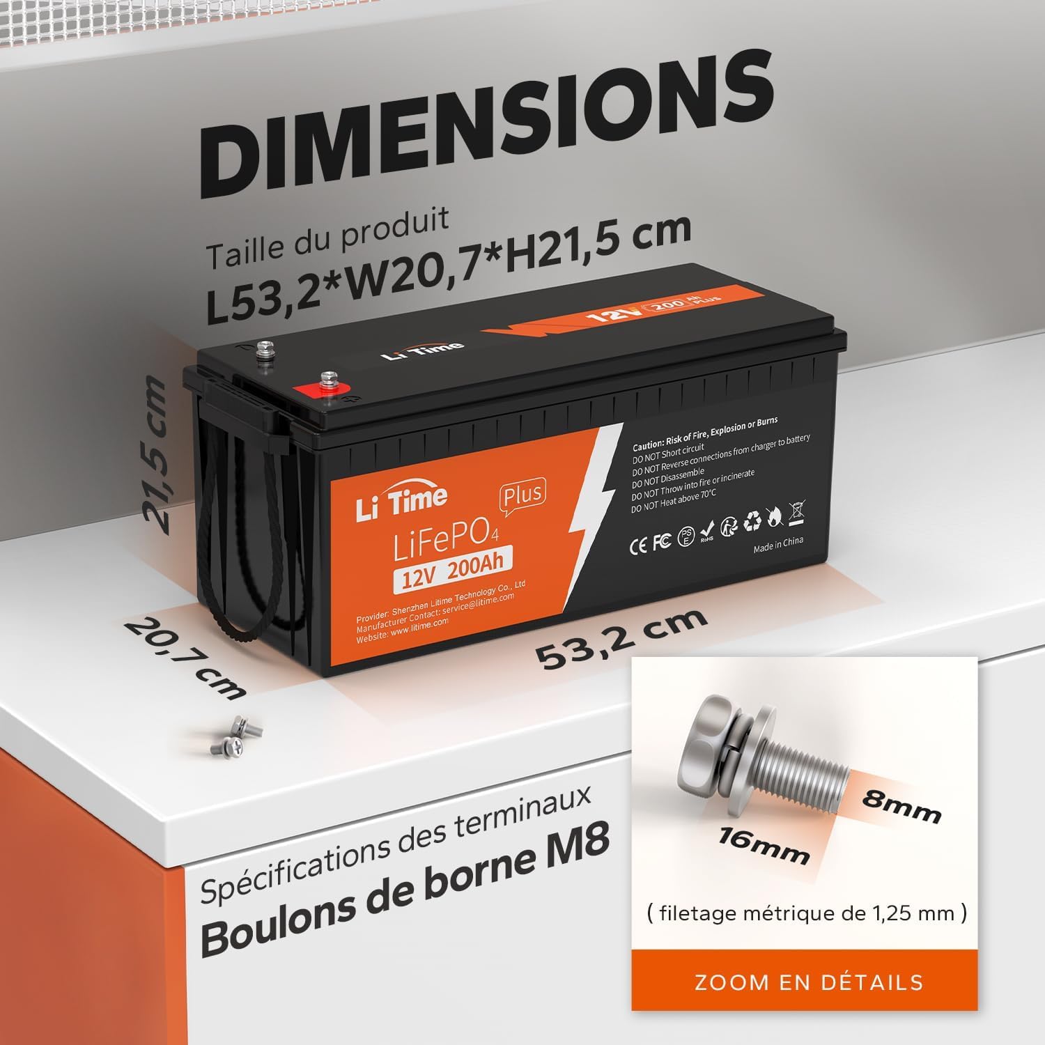 LiTime 2 PCS LiFePO4 Batterie 24V 100Ah, LiFePO4 Lithium Batterie avec 100A Protection BMS et Max.15000 Cycles Profonds, sans Entretien Parfait pour Camping-Car, Bateaux, Off-Grid