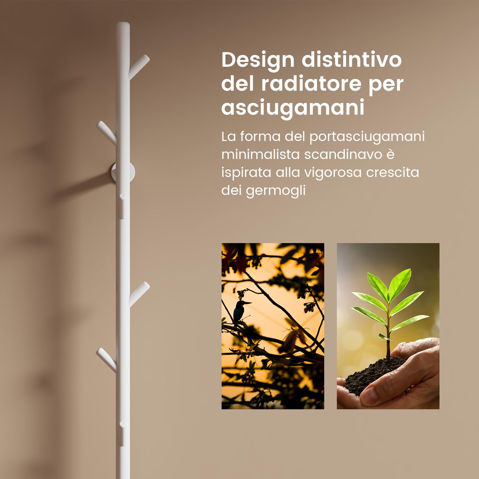 EMKE Scaldasalviette Elettrico da bagno, termostato intelligente WiFi, scaldasalviette elettrico a barra singola, 150 cm di altezza, Bianco