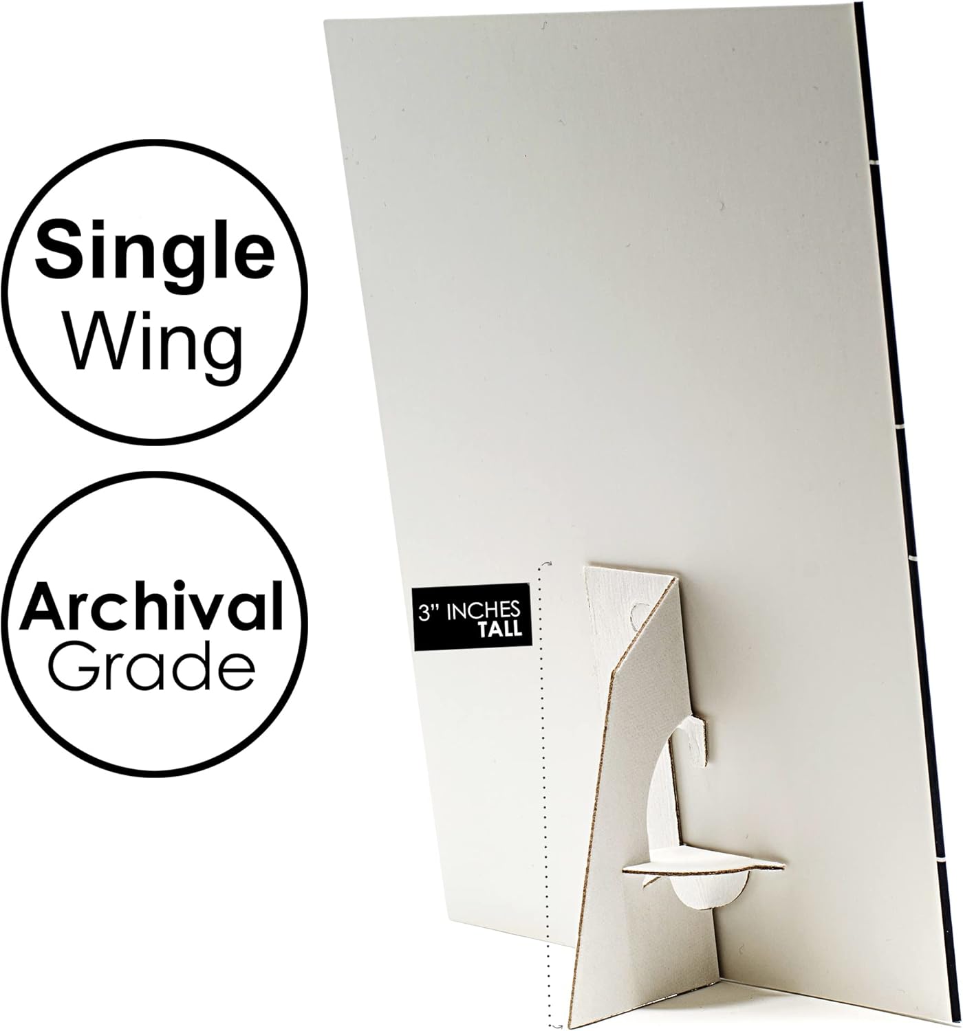 Golden State Art, Self Stick Cardboard Easel Back, Archival Quality Acid-Free, 3 Inch Single Wing, Display Signs Pictures Posters and Artwork, Complete Stand for Your Crafts (Pack of 100) White