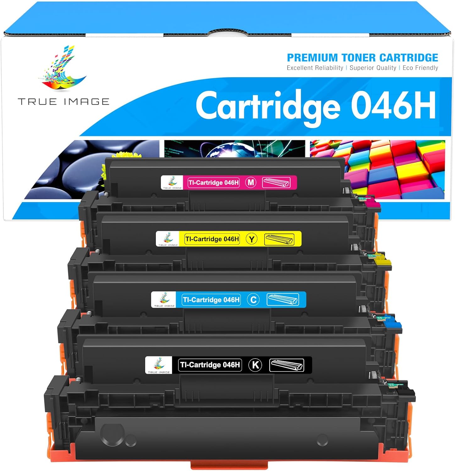 TRUE IMAGE 046H 046 Toner Cartridge Replacement for Canon 046H 046 CRG-046H Color ImageCLASS MF733Cdw MF731Cdw MF735Cdw MF730C MF731 MF733 LBP654Cdw LBP650C Printer Ink (Black Cyan Magenta Yellow)