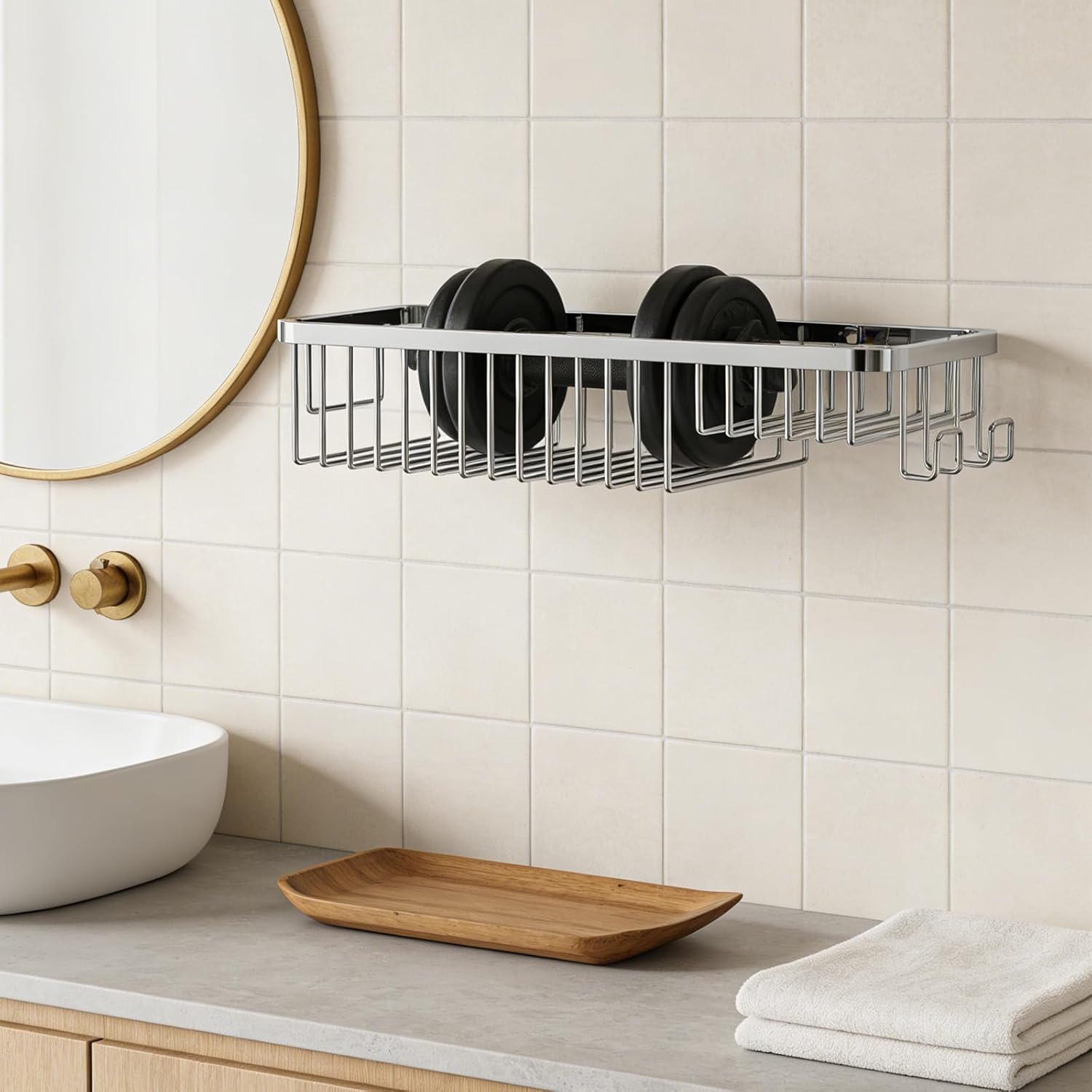 Corner Shower Caddy Basket - 304 Stainless Steel Corner Storage Rack,Organizer Wall Mounted Basket,Washbasin shelf Suitable For Bathroom & Kitchen-Long Basket