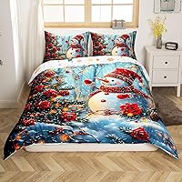 Vista 37 de Juego de funda de edredón con diseño de ciervo de cabaña, tamaño twin, juego de ropa de cama rústica de tablón de madera de árbol de Navidad