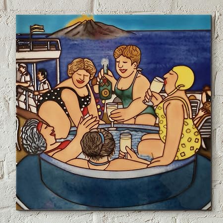Fiesta Studios Cruising By Beryl Cook 8x8 Decorative Ceramic Tile Picture Art Plaque Holiday Cruise Ship Amazon Co Uk Home Kitchen