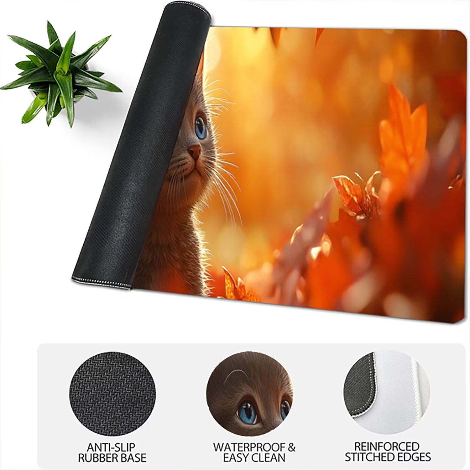 Lejnlnng Podkładka pod mysz do gier XXL, 160 x 80 cm, duża mata na biurko dla zwierząt, wodoodporna podkładka pod mysz XL, antypoślizgowa gumowa podkładka pod mysz z przeszytymi krawędziami do biura