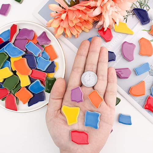 Miniatura 8 de Azulejos de mosaico para manualidades a granel,28.40 oz azulejos rotos para mosaico,Piezas de mosaico para kit de adornos de vacaciones de