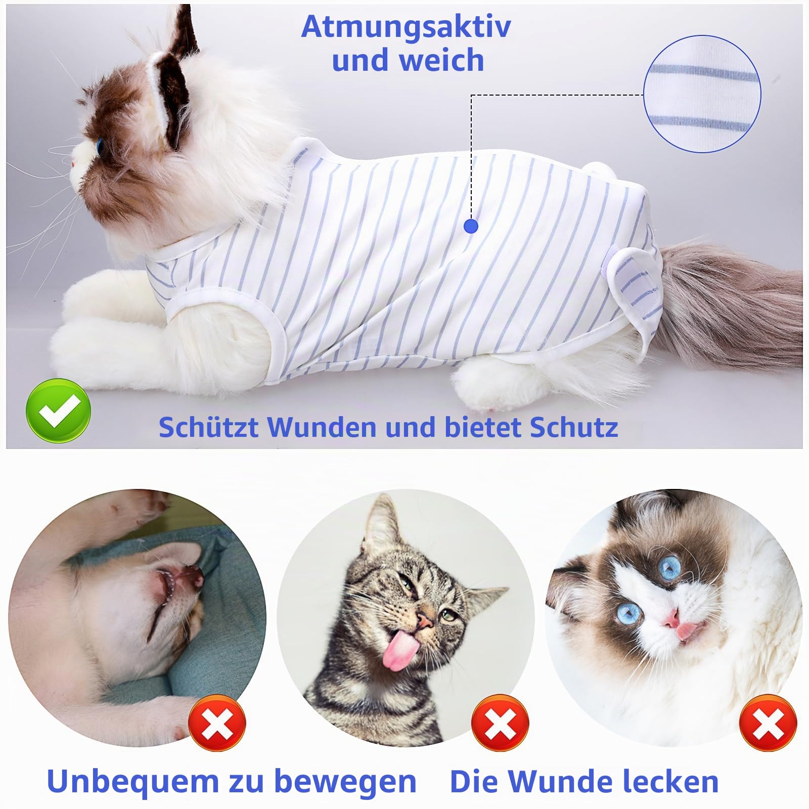cobee Professioneller Katzen Erholungsanzug für Bauchwunden oder Hautkrankheiten, Erholungsanzug weicher Kragen Kegel Alternative für Katzen (Größe M)