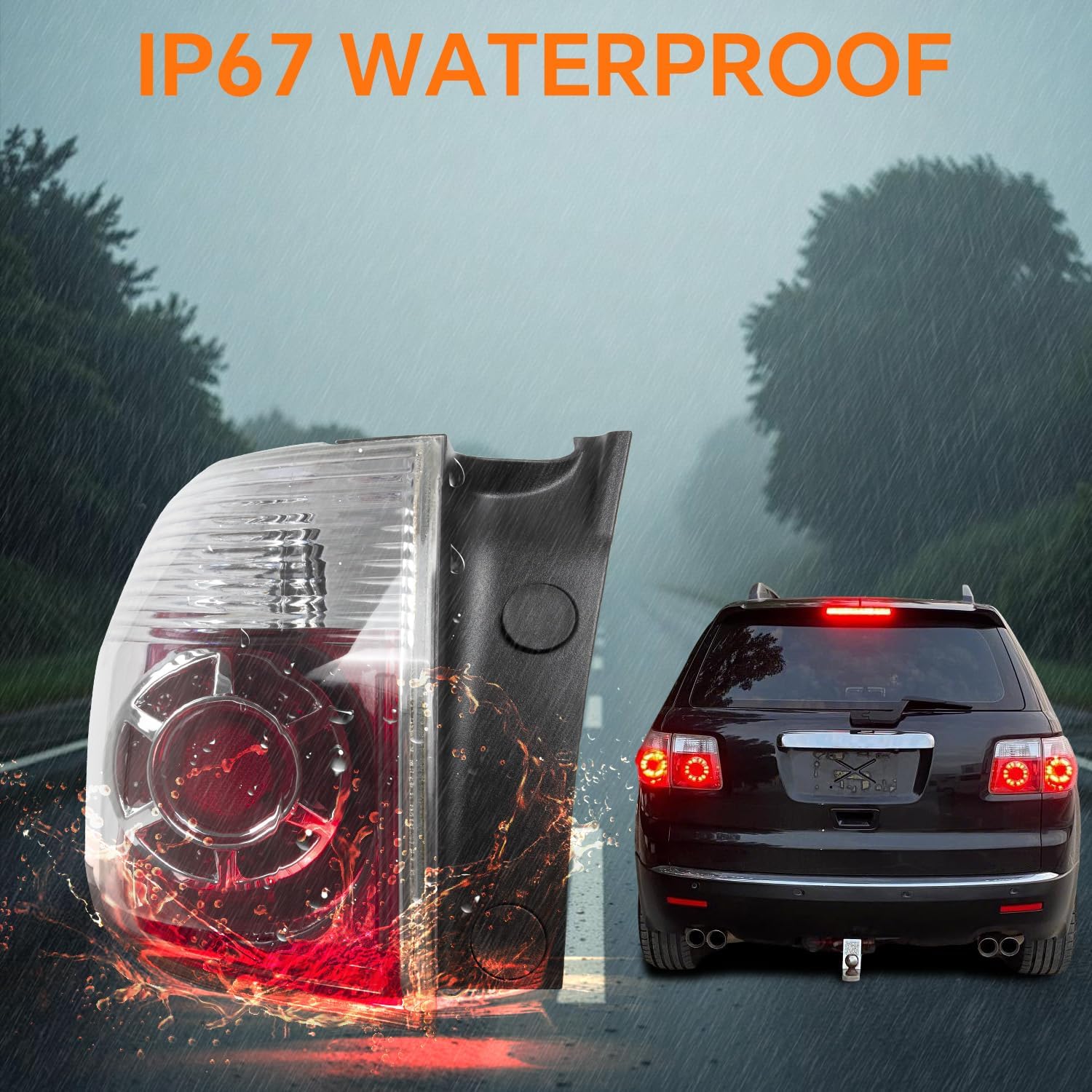 Left Driver Side Tail Light Assembly Compatible with 2007-2012 GMC Acadia LED Rear Light Brake Lamps Replace GM2800216 20912757