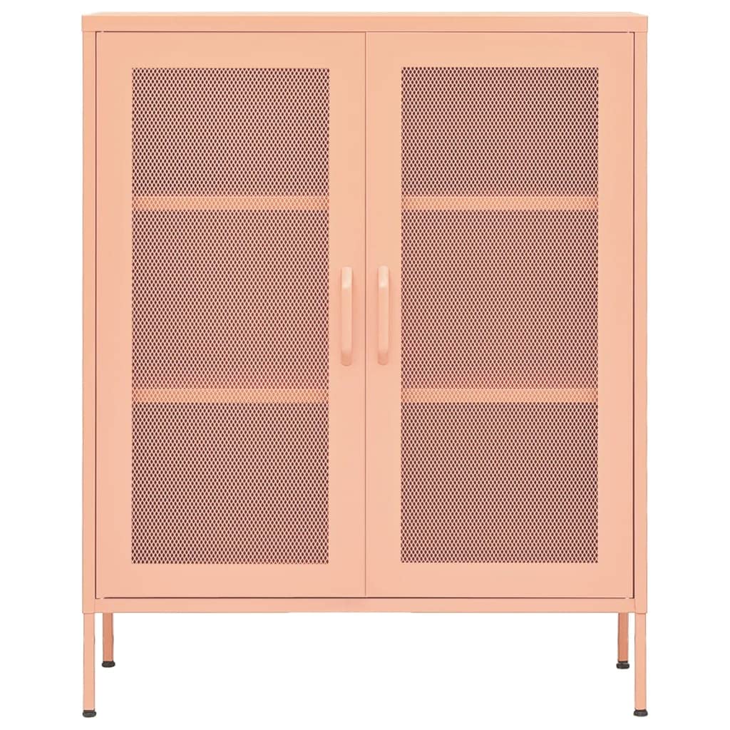 Armadio da ufficio, autoportante, in metallo, per aziende, ufficio, scuola, rosa, 80 x 35 x 101,5 cm, in acciaio (facile da montare)