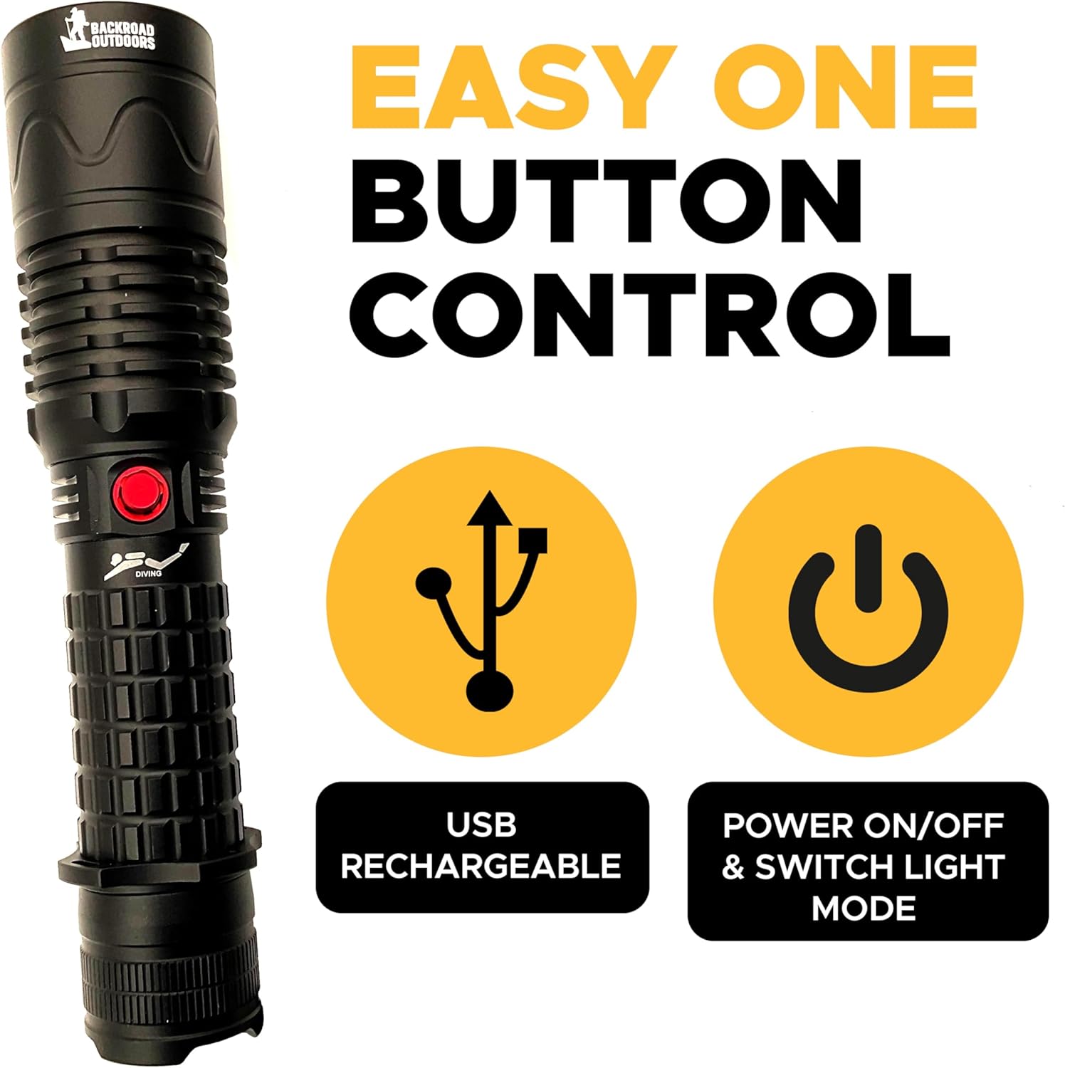 2000 Lumen Rechargeble Diving Flashlight 3 Modes