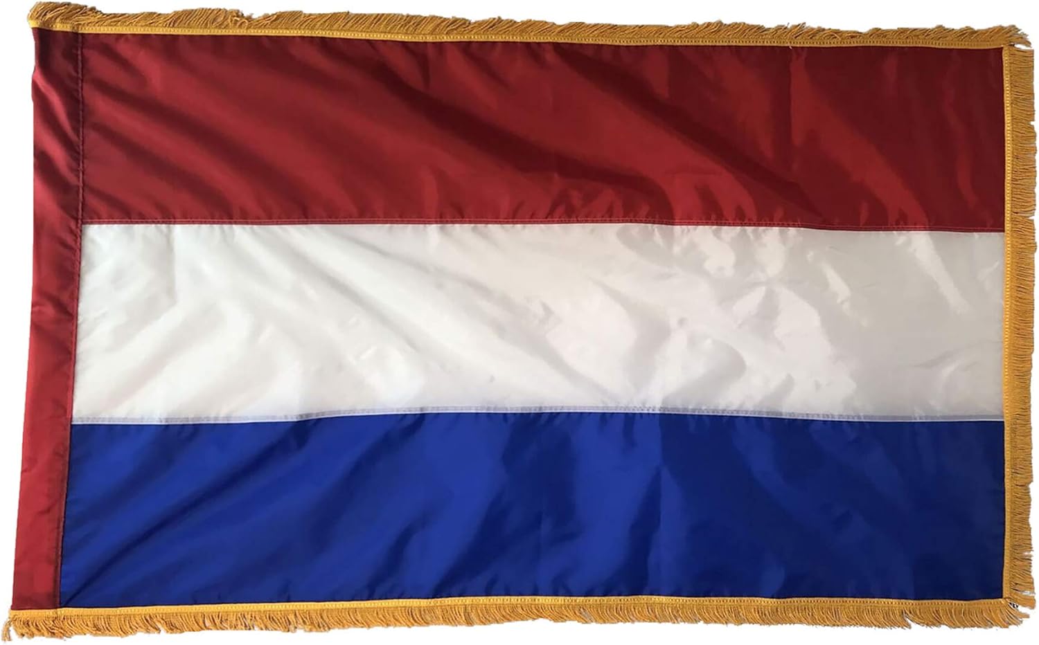 3x5' Netherlands Indoor Flag with Pole Hem and Gold Ornamental Fringe - Made in the USA