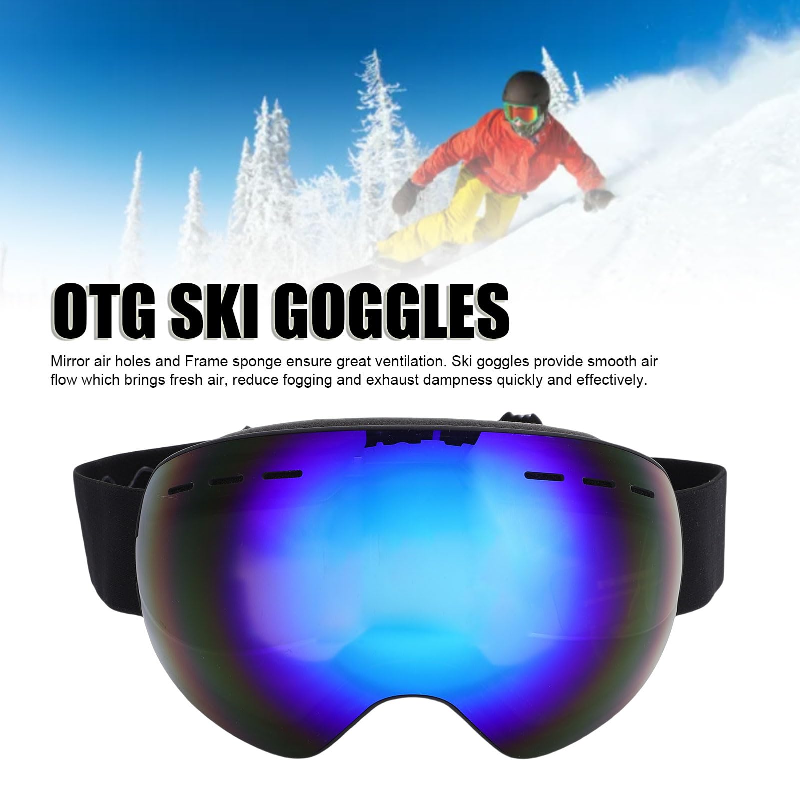 BuyWeek OTG Lunettes de ski polarisées coupe-vent double couche anti-buée pour homme et femme Sports d'hiver