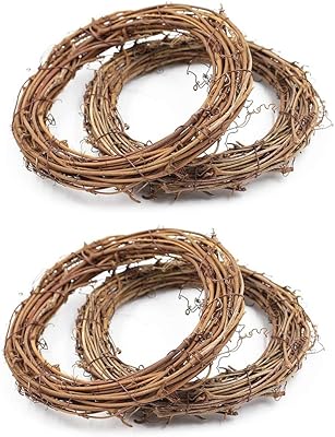 TH Grapevine Wreaths Wreath Twig Wreath DIY Crafts Natural Vine Wreaths Christmas Rattan Wreath Garland Decoration 4 Packs φ9.84 Inch 25cm