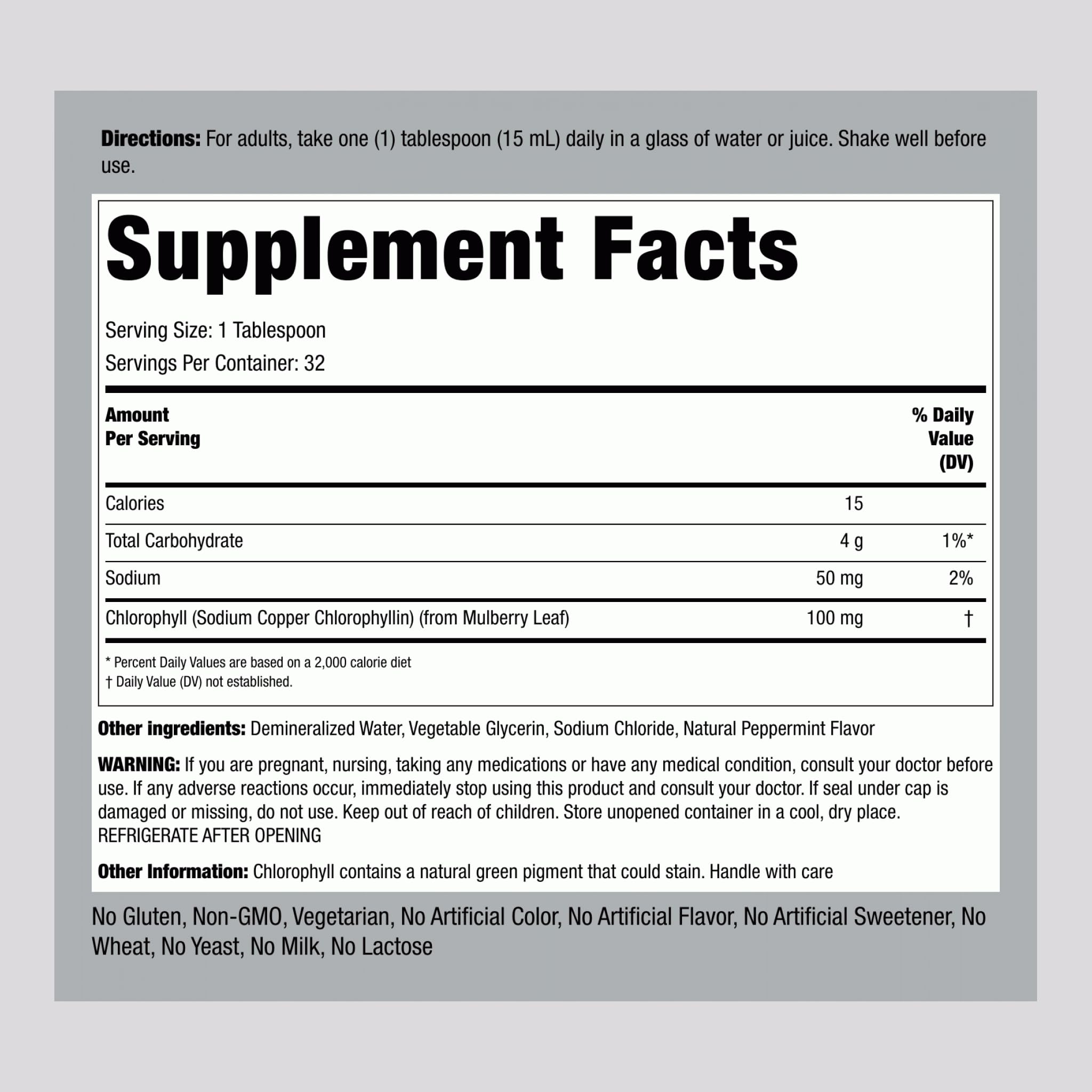 Piping Rock Liquid Chlorophyll | 100mg | 16 fl oz — Amazon image 2