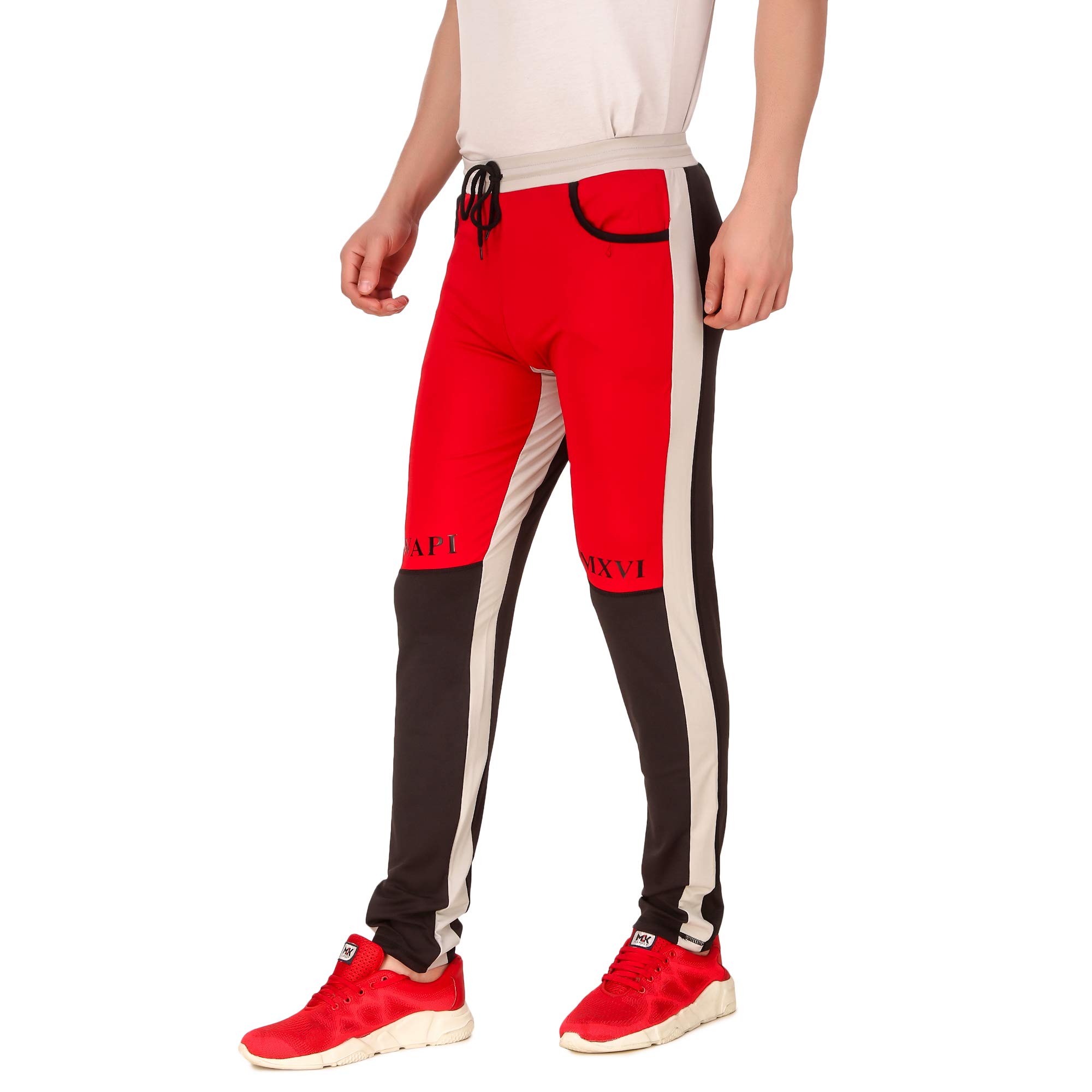 Plus 91 Collection Relaxed and Regular Fit Cotton Mens Gym Jogger Pants, Men's Casual Slim Fit Workout Bodybuilding Pants with Ideal for Running, Jogging, Training and More Red
